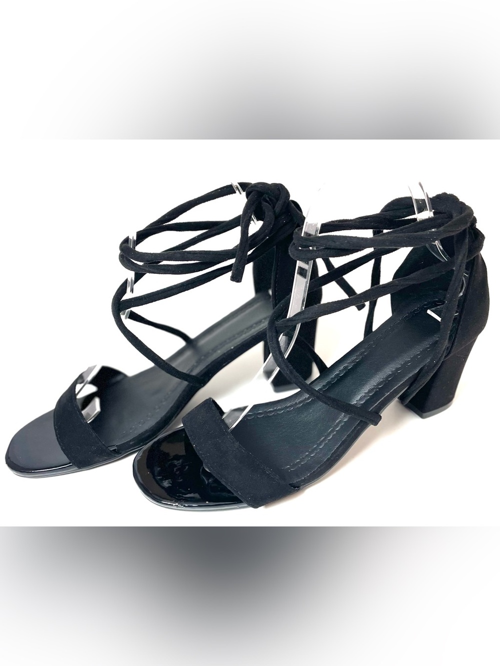 Black Lace-Up High Heel Women’s Sandals